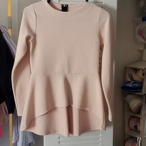 Korean long sleeve beige blouse peplum